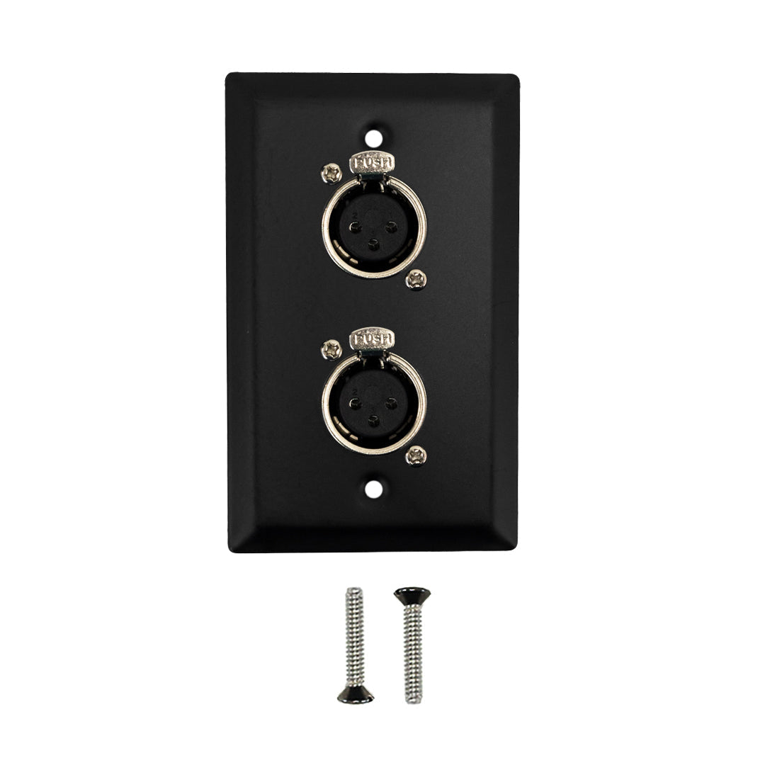 Single Gang 2 x XLR Locking Female Stainless Steel Wall Plate Kit - BLACK – Generic