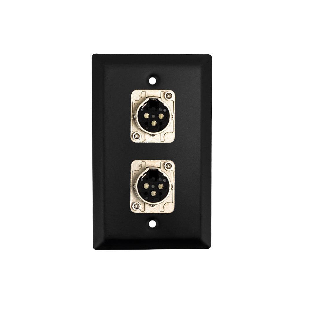 Single Gang 2 x XLR Locking Female Stainless Steel Wall Plate Kit - BLACK – Generic – Wall Plate Kits (photo 2)