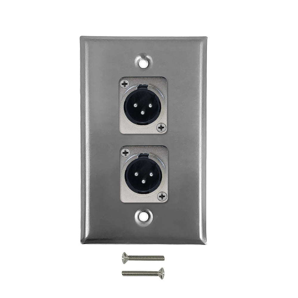 XLR 2 x Male Wall Plate Kit - Stainless Steel – Generic