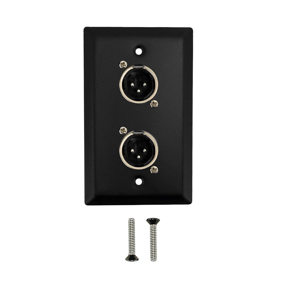 Single Gang 2 x XLR Male Stainless Steel Wall Plate Kit - BLACK – Generic