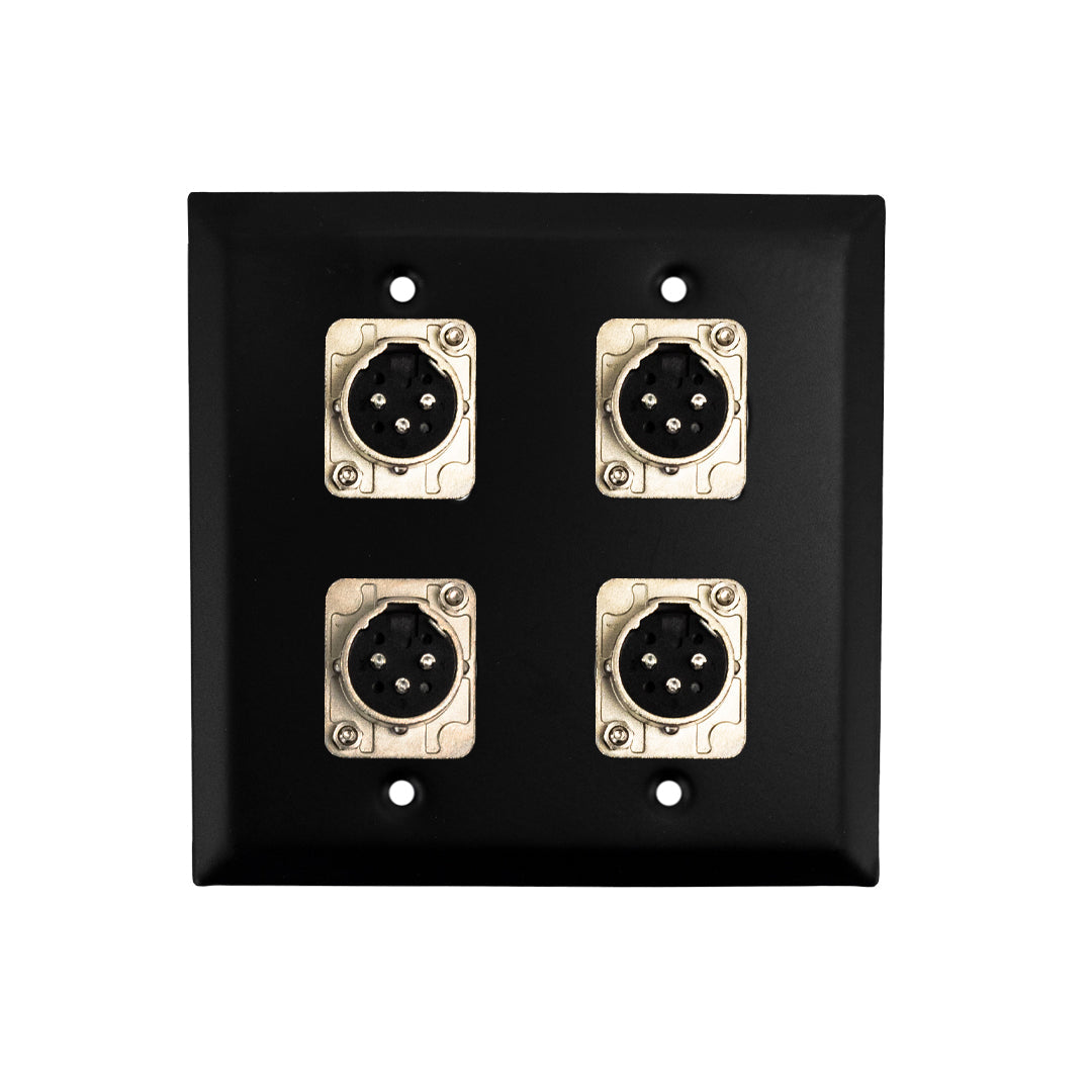 Double Gang 4 x XLR Male Stainless Steel Wall Plate Kit - BLACK – Generic – Wall Plate Kits (photo 2)