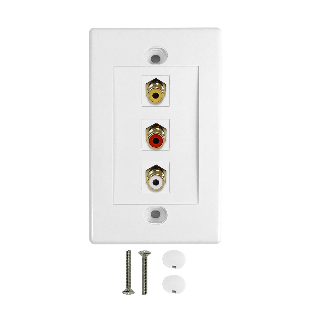 Composite + Left/Right Audio Wall Plate Kit - White – Generic – Wall Plate Kits